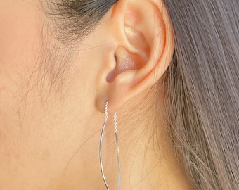 Arc ear threader | Chain ear threader | Sterling silver earring | Christmas gift | Chain earrings | Pull through earring | ECRA