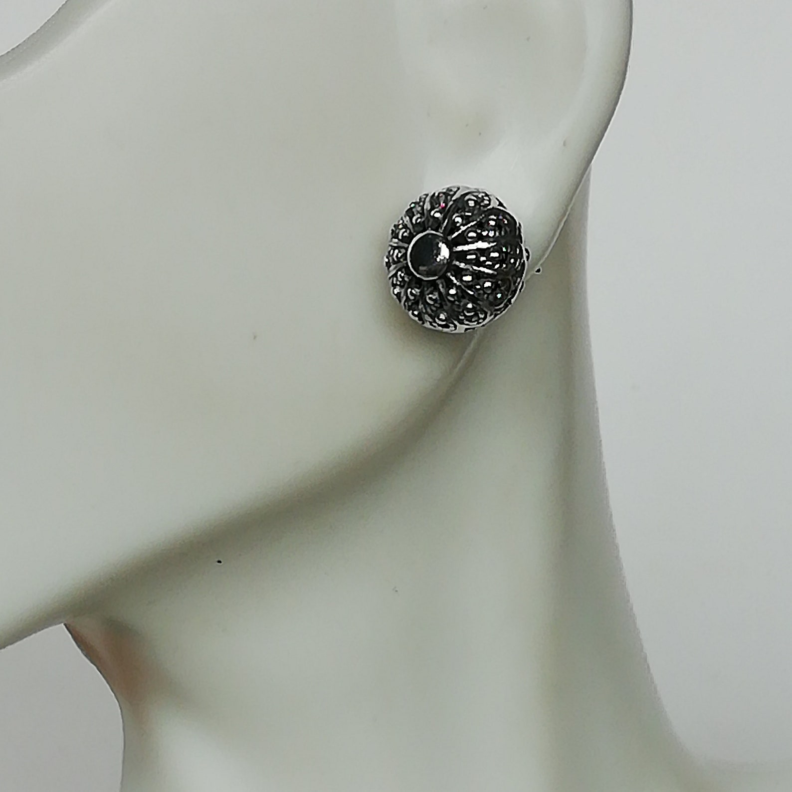 Filigree Ball Earrings Ethnic Ball Ear Stud Sterling Etsy