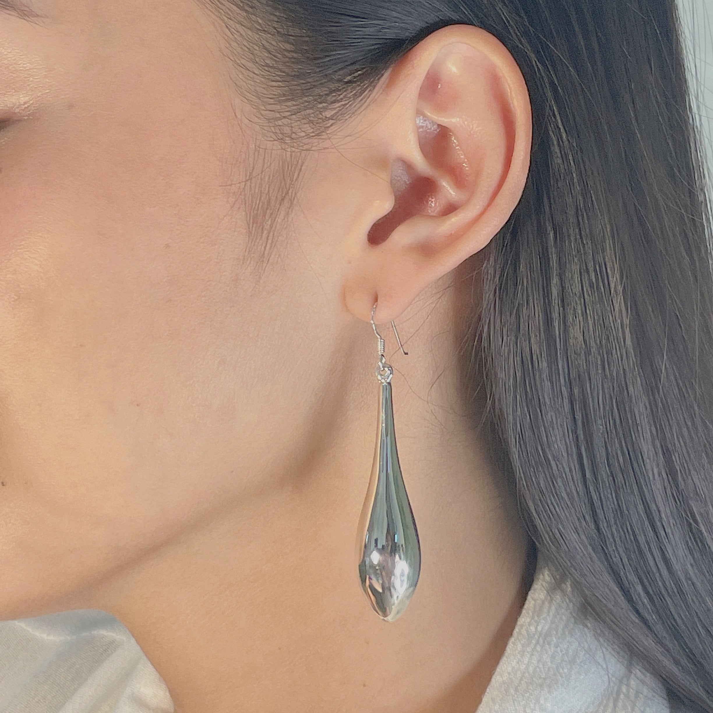 Sterling Silver Teardrop Earrings | Chunky Danglers