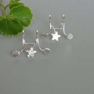 Celestial silver ear cuff | Star moon ear wrap | No piercing silver ear cuff | Gifts for her | Bohemian ear cuff | E793