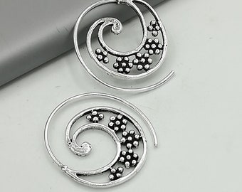 Aros espirales de plata esterlina / Pendientes de aro de plata / Joyas de plata / Aros de declaración / Alambres de orejas indios / Aros de alambre / Aros para las orejas / ESNL