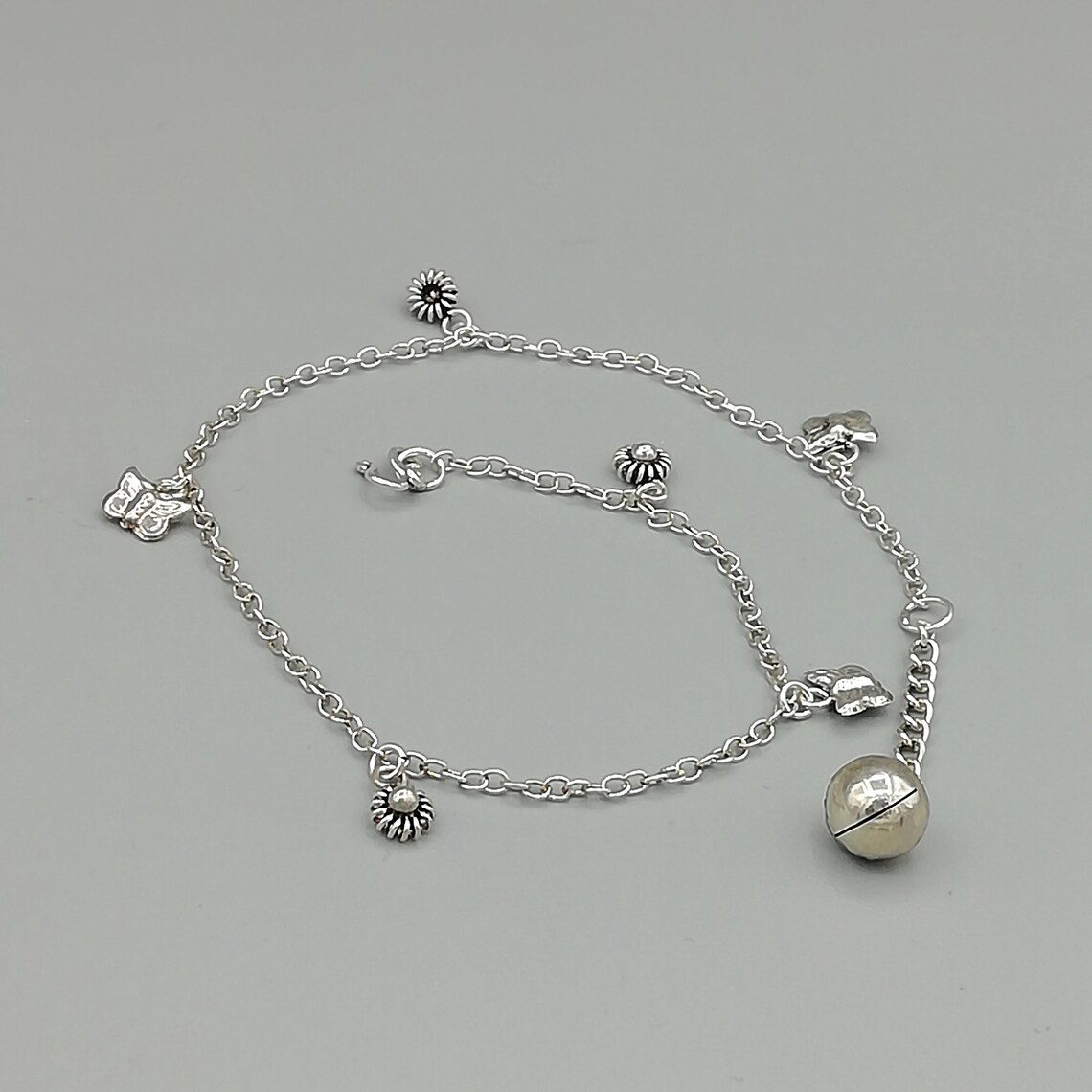 Sterling silver butterfly charm anklet Charm anklet Silver Etsy