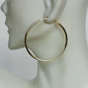 Gold hoop earrings | 40 mm gold plated hoops | 12 gauge gold hoops | Endless ear hoops | Silver jewelry | Gift hoops | E676