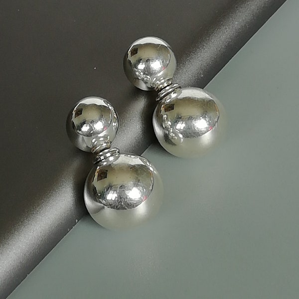 Clous d'oreilles boules en argent sterling double face | Superbes clous d'oreilles en argent | Clous de cartilage sphérique | Bijoux en argent | Boucles d'oreilles bohèmes | ELTA