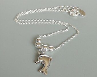 Chaîne De Cheville Maille Jaseron Argent - Avec Breloques Poissons - Occasion