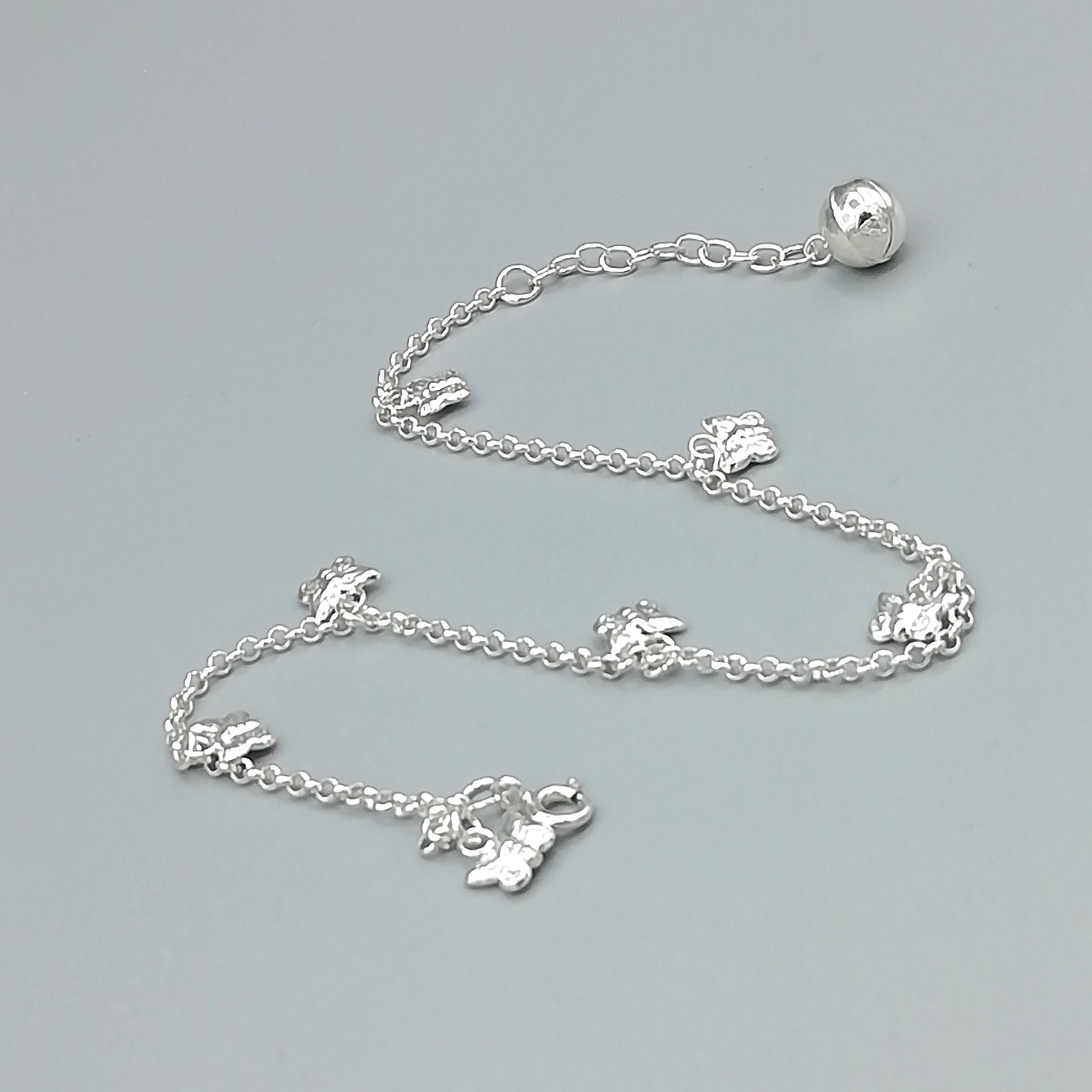 Sterling silver butterfly charm anklet Charm anklet Silver Etsy