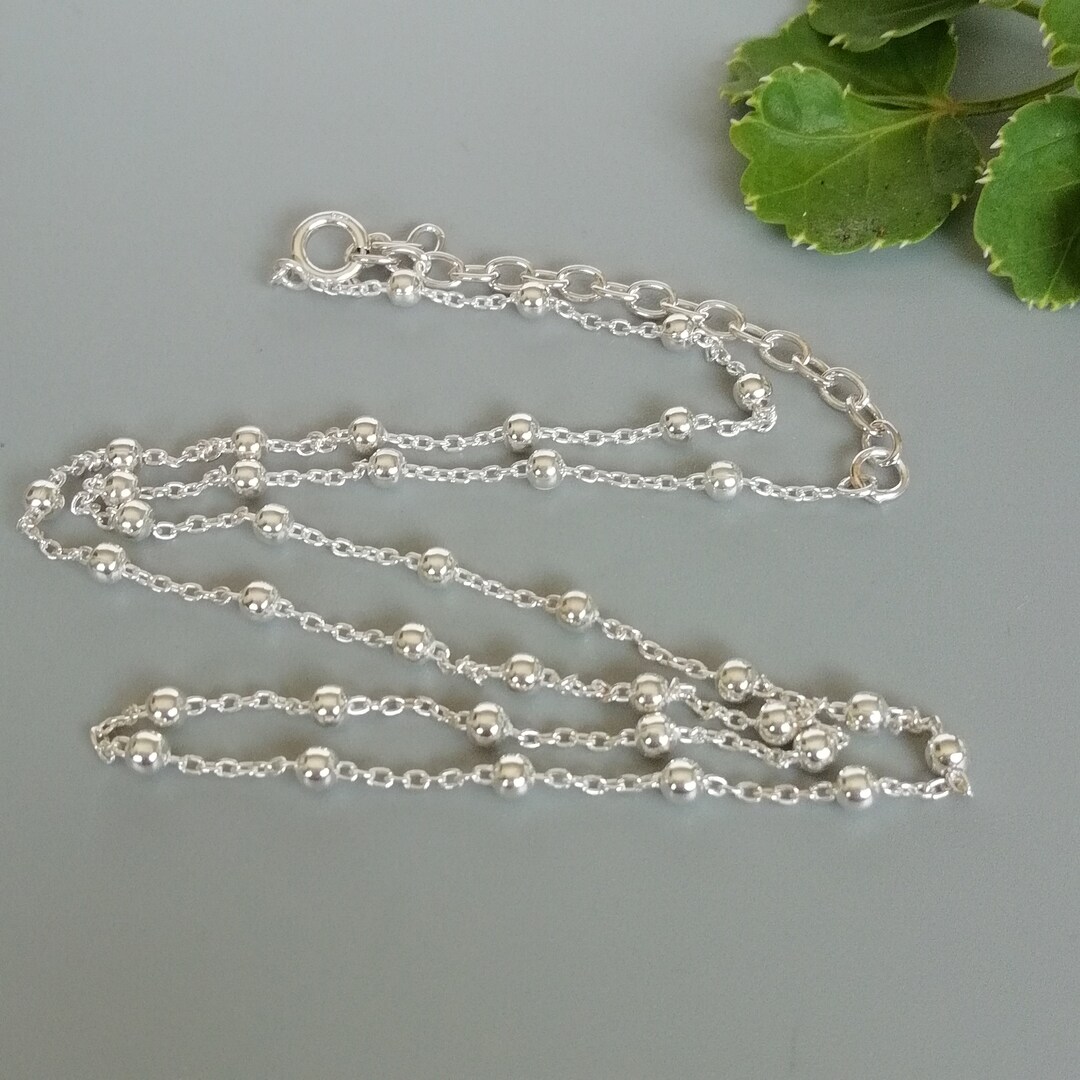 アクセサリー SILVER925 Heavy Ball Chain Necklace Solid 925 Sterling Silver Ball Chain Necklace, Silver Chain