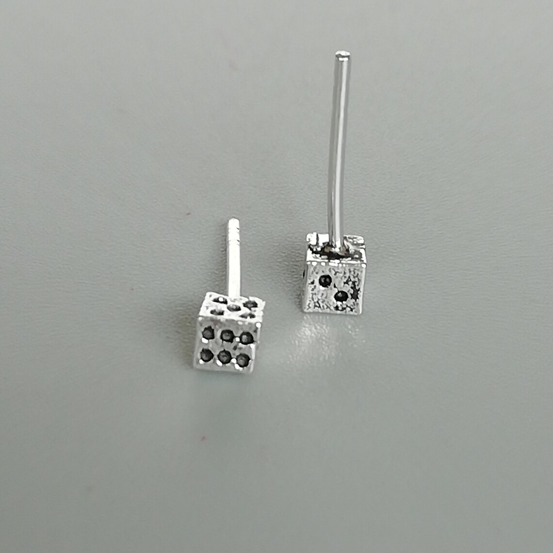 Tiny dice earrings Sterling silver dice ear studs Etsy