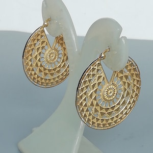 Egyptian gold hoops | Dramatic gold earrings | Gold plated hoops | Unique gift | Chunky earrings | Silver ear hoops | E1129