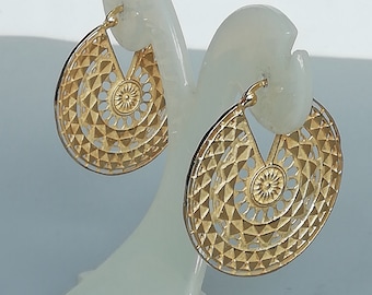 Egyptian gold hoops | Dramatic gold earrings | Gold plated hoops | Unique gift | Chunky earrings | Silver ear hoops | E1129