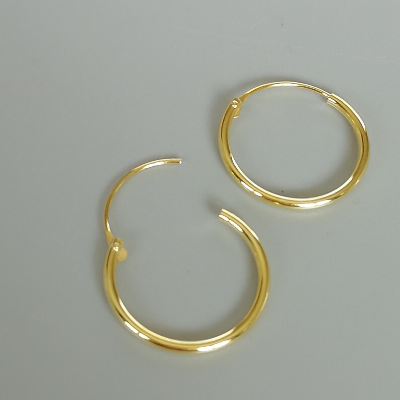 Gold hoop earrings 18 mm gold plated hoops Gold hoops Endless ear hoops Silver jewelry Minimalist jewelry ERIL image 7