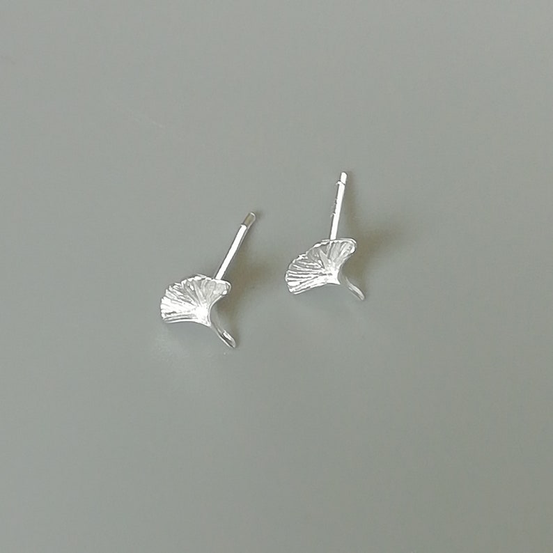 Silver Ginkgo Biloba Ear Studs Delicate Ear Stud Cartilage Etsy