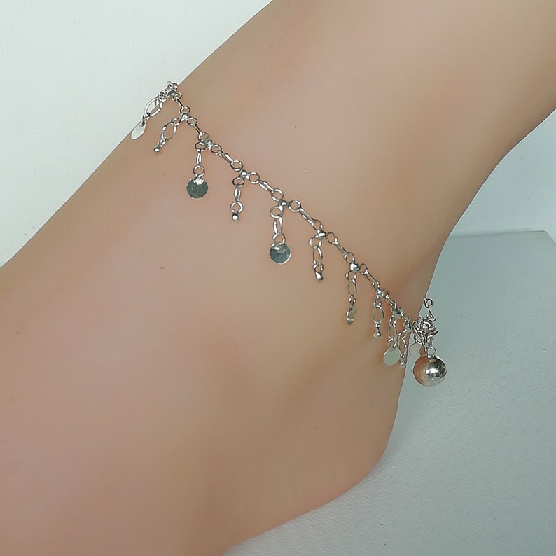 Sterling Silver Round Charm Anklet Silver Foot Jewelry Etsy