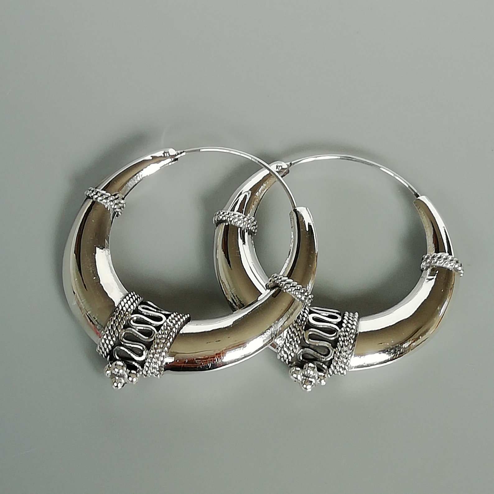SILVER HOOPS - LARGE main image 0