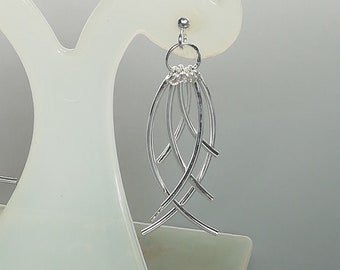 Pendientes colgantes de plata de ley / Pendientes modernos / Pendientes boho / Pendientes de tubo curvo / Joyas de plata / Pendientes para ella / E237