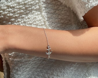 Sterling silver anchor bracelet | Anchor charm bracelet | Nautical bracelet | Silver chain bracelet | Bohemian bracelet | BRB