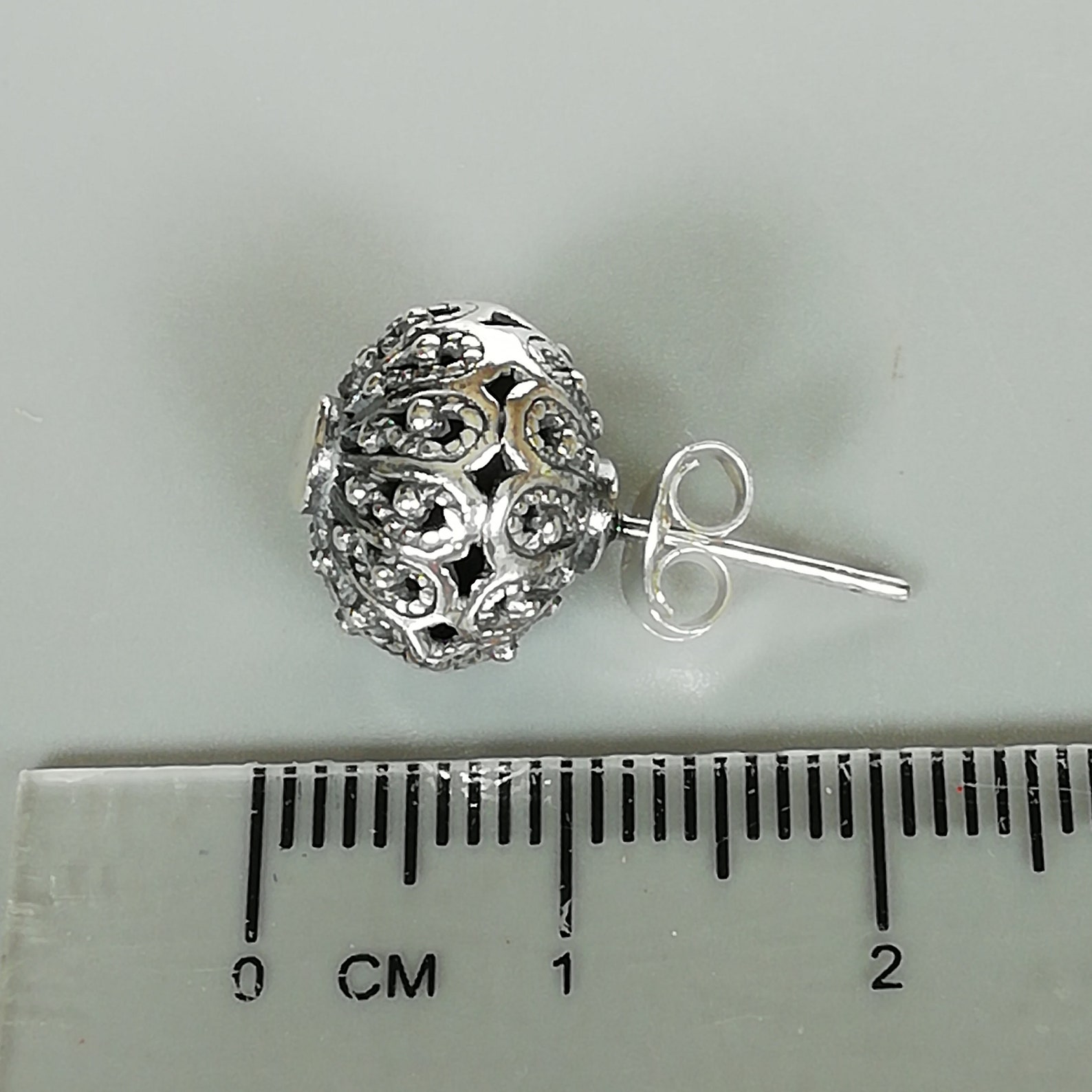 Filigree Ball Earrings Ethnic Ball Ear Stud Sterling Etsy