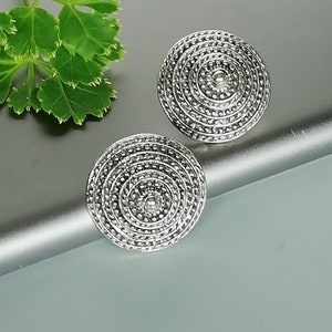 Karen tribe silver ear stud | Sterling silver earrings  | Umbrella earrings | Silver jewelry | Chunky ear studs | Earrings | E778