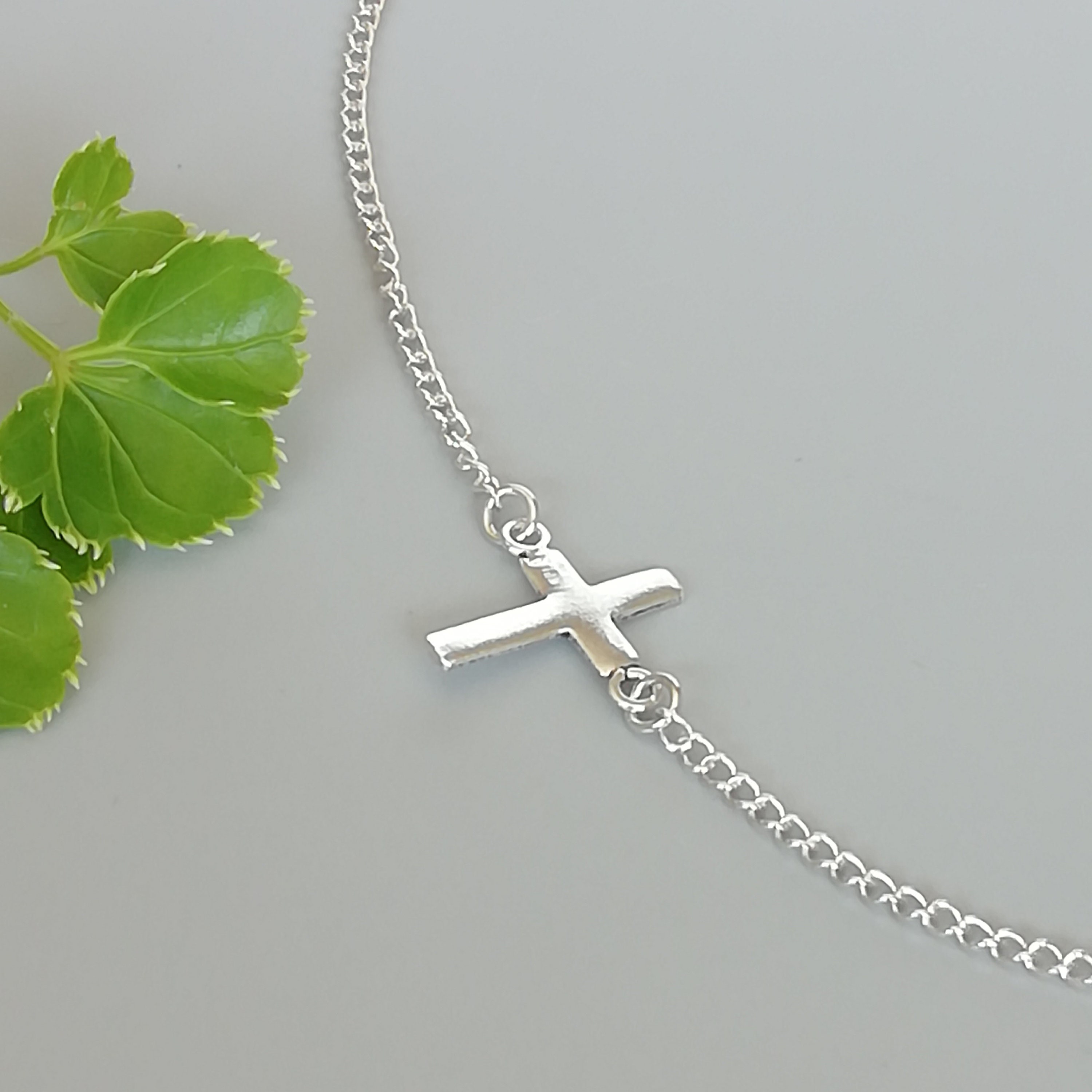Cross necklace Sterling silver cross charm necklace Etsy