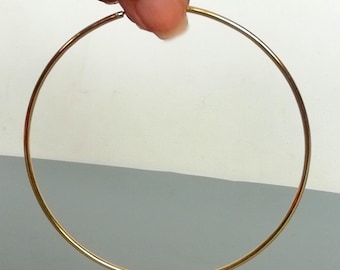 Gold plated 90mm hoops | Large and light hoops | Sterling silver hoops | Endless hoops | Silver jewelry | Minimalist hoops | E1172