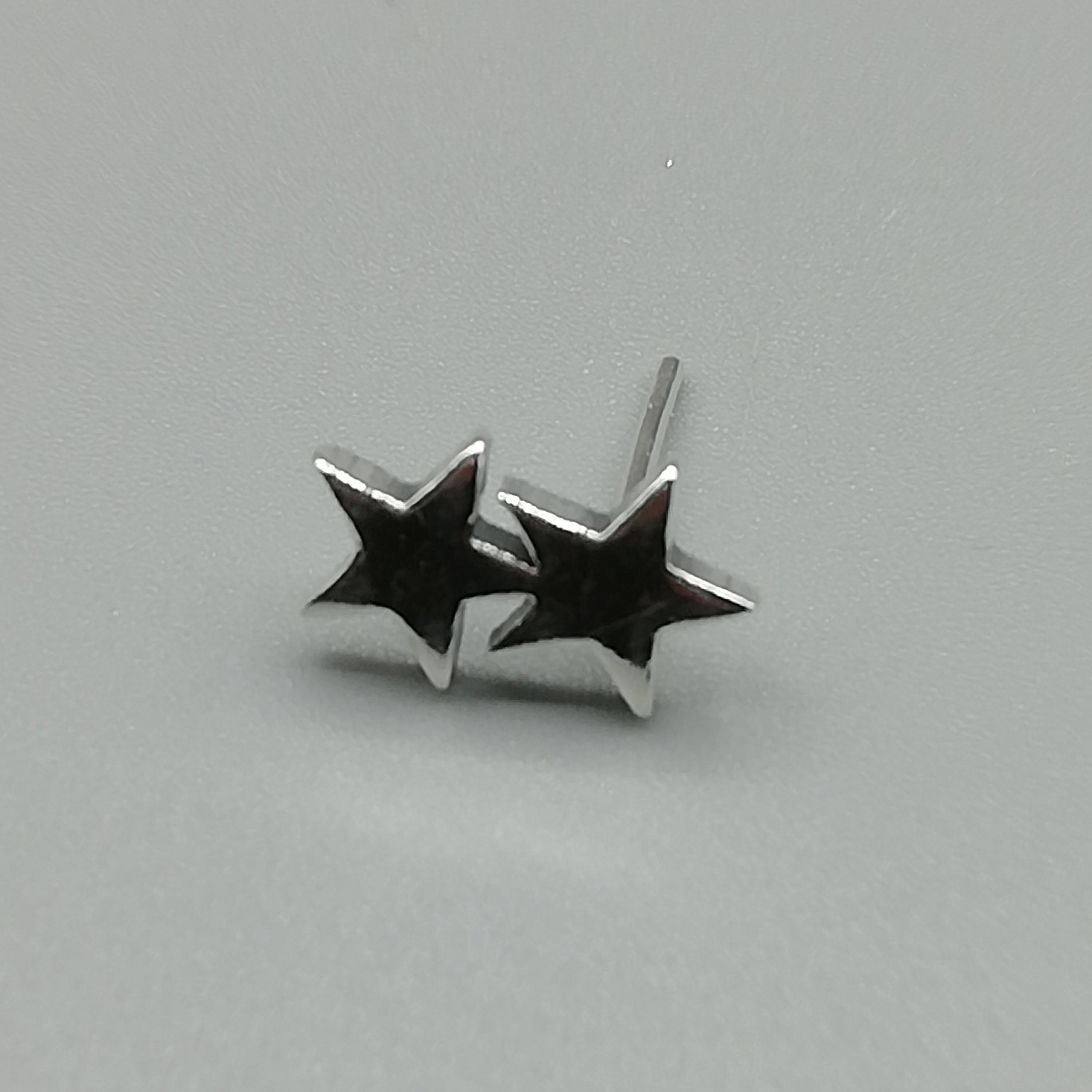 Silver star studs Two star earrings Constellation studs | Etsy