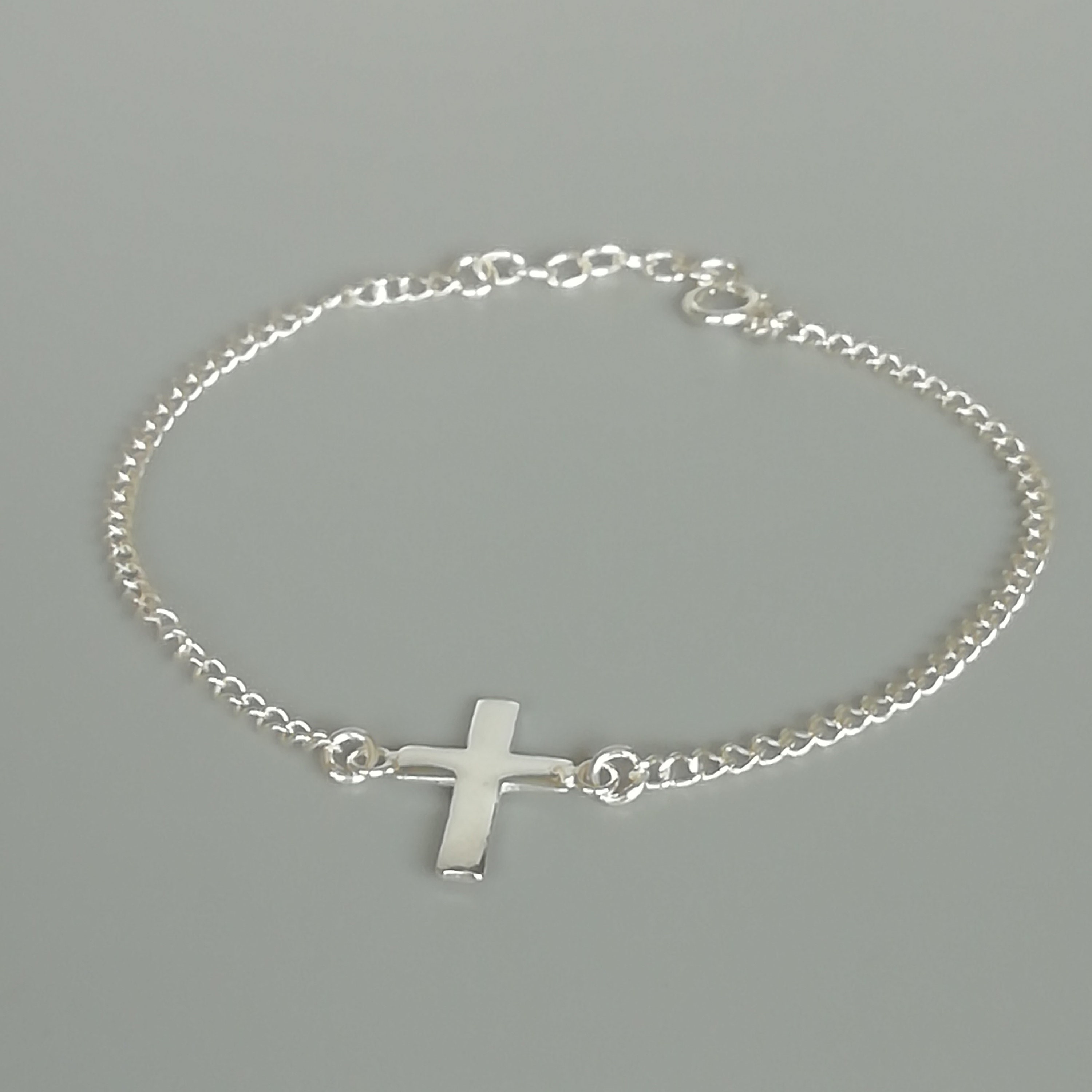 Cross bracelet Sterling silver charm bracelet Religious | Etsy