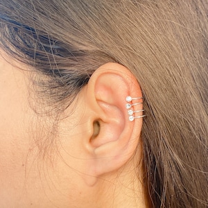 Cz silver ear cuff | Silver ear wrap | Ear wrap | Open end ear cuff | Four band silver ear cuff | Bohemian ear cuff | E795