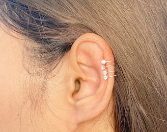 Cz silver ear cuff | Silver ear wrap | Ear wrap | Open end ear cuff | Four band silver ear cuff | Bohemian ear cuff | E795