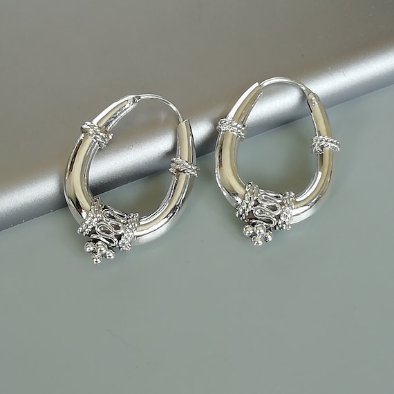 Tibetan 20 Mm Silver Hoops Thick Hoops Bohemian Jewelry Ethnic