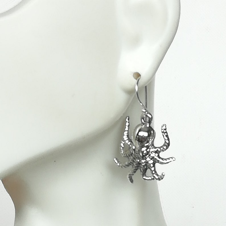 Octopus Earrings Sterling Silver Ear Danglers 925 Silver Etsy