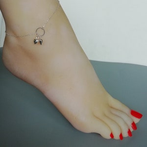Sterling silver heart charms anklet | Silver ankle chain | Feet jewelry | Bohemian anklet | Pretty silver anklet | Foot Chain | ASAT