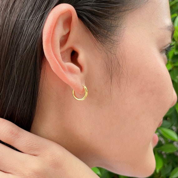 Gold Hoop Earrings 16mm Gold Plated Hoops Endless Ear Hoops Silver