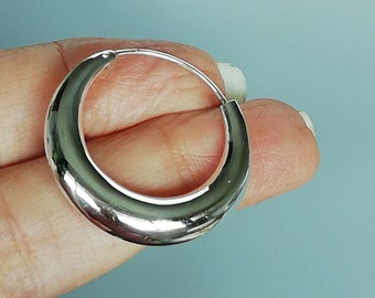 Sterling zilveren statement-hoepels | Oorringen van 30 mm | Halve oorhoepels | Minimalistische hoepels | Brede en dikke hoepels | Cadeaus voor haar | ESTNA