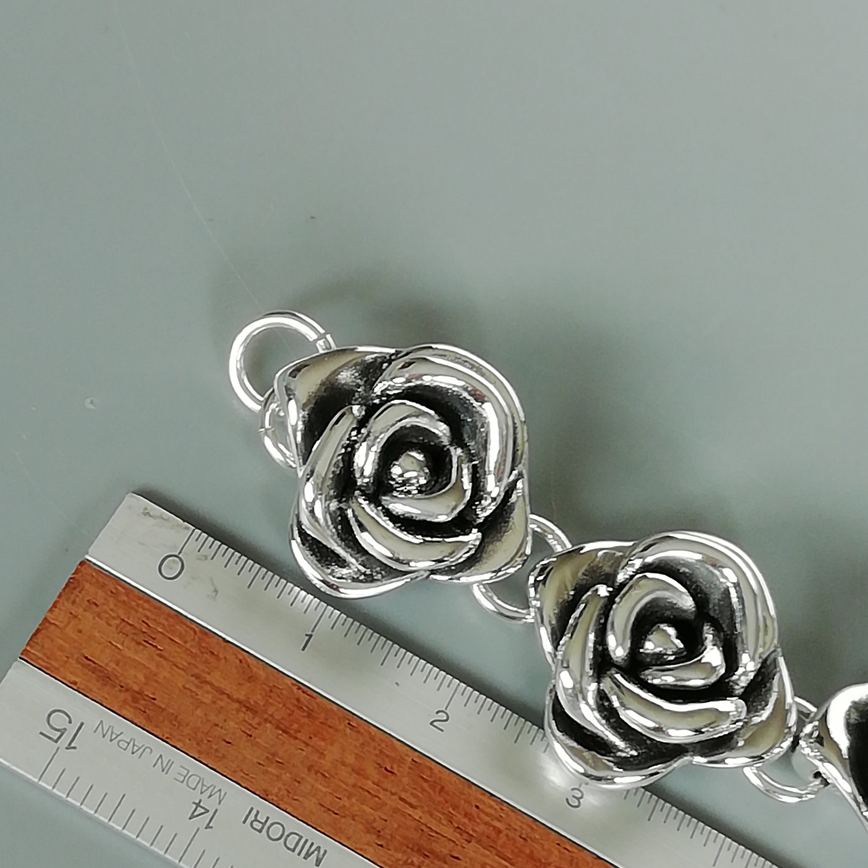 Sterling Silver Rose Bracelet | Electroformed Silver Sterling Silver Rose Bracelet | Electroformed Silver