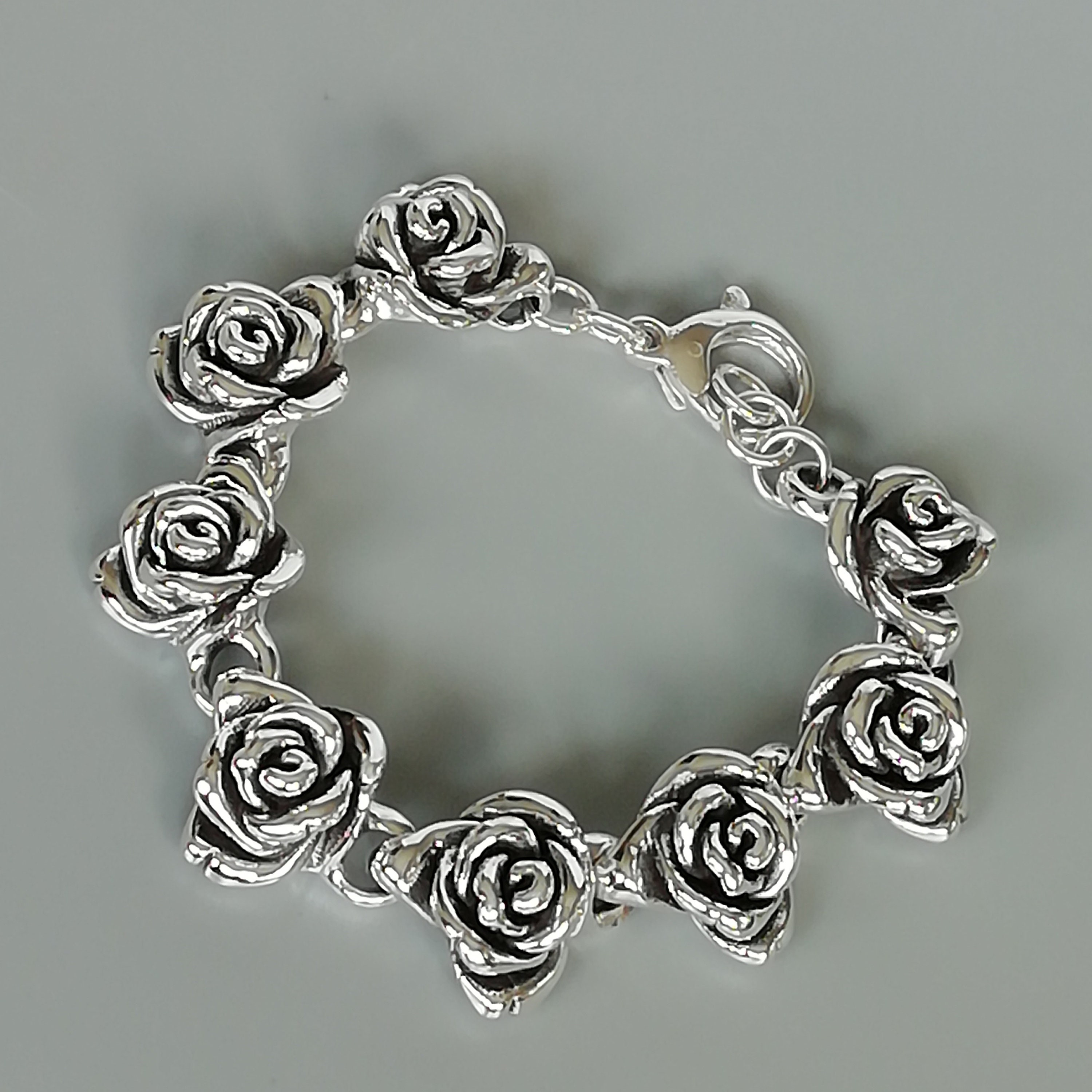 Sterling silver rose bracelet Electroformed silver bracelet Etsy