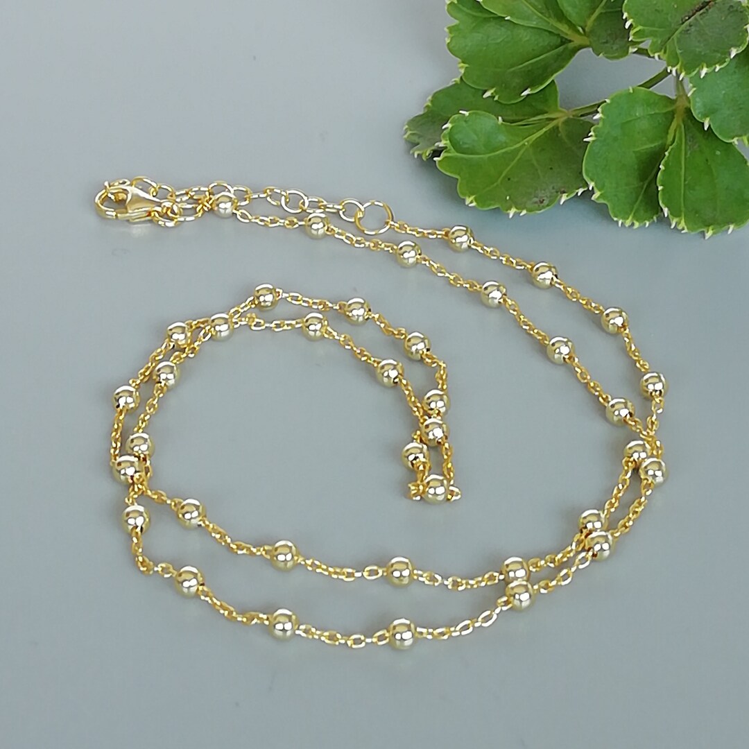 Gold Plated Chain With Balls Sterling Silver Neck Chain Etsy UK