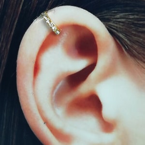 Gold Cz ear cuff | No piercing ear cuff | Bohemian Cuff | Cartilage ear wrap | Unisex jewelry | Minimalistic cuff | Sterling silver | E869