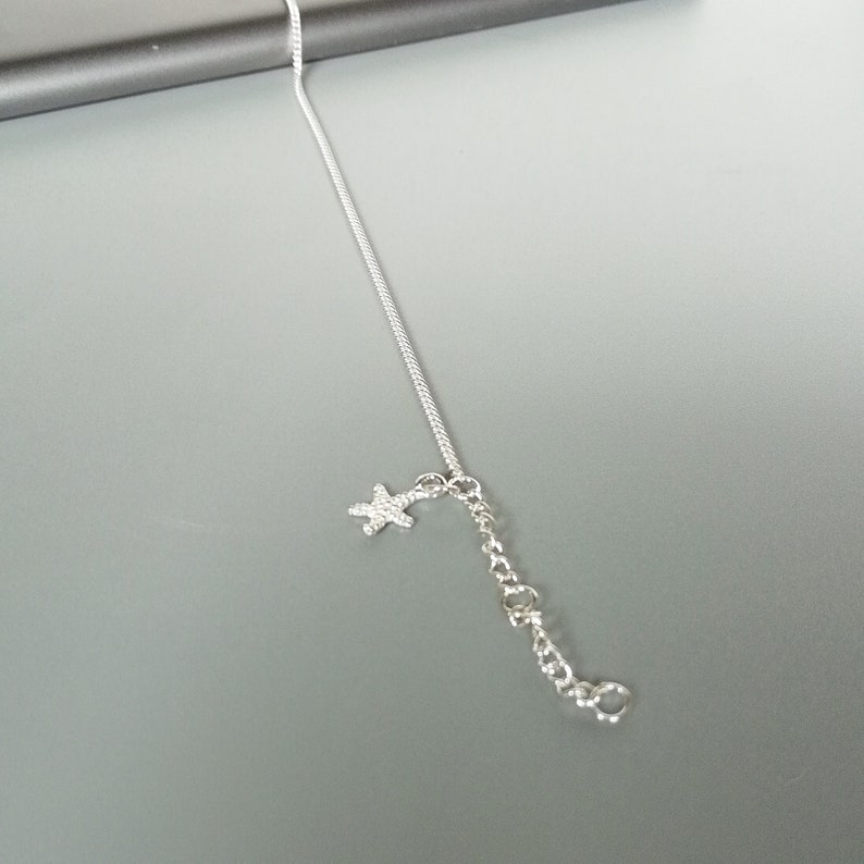 Sterling silver chain anklet Silver anklet with star fish charm Bohemian anklet Feet jewelry Simple foot jewelry ASNT image 3