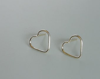 Sterling silver heart ear studs |  Gold plated heart earrings | Minimalist earrings | Gifts for her | 925 Silver jewelry | ERNN