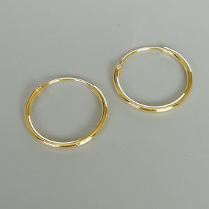 Gold hoop earrings 18 mm gold plated hoops Gold hoops Endless ear hoops Silver jewelry Minimalist jewelry ERIL image 2