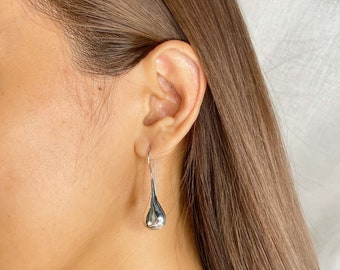 Sterling silver drop earring | Simple silver earrings | Tear drop earrings | Silver Accessories | Gifts for her | Casual Earrings |  ELTI