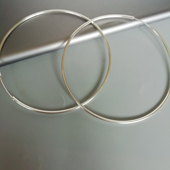 Large and Light 90 Mm Continuous Sterling Silver Hoops