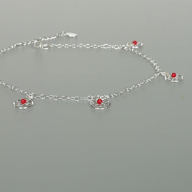 Wanderlust jewelry Foot jewelry ABA Red dream catcher foot chain Silver anklet Anklet chain Silver dreamcatcher anklet