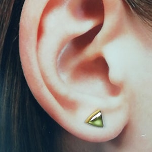 Set of gold and silver triangle earrings | Sterling silver ear studs | Earrings set | Cartilage earrings  | Gold plated studs | E433gs