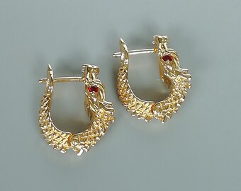 Dragon gold hoops | Game of thrones | Egyptian gold hoops | Dramatic gold hoops | Gold hoops | Earrings | Silver ear hoops | E855