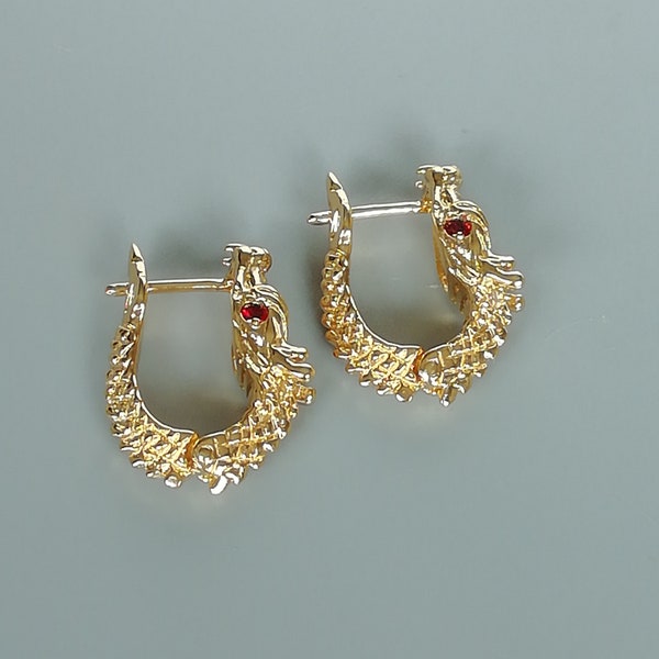 Dragon gold hoops | Game of thrones | Egyptian gold hoops | Dramatic gold hoops | Gold hoops | Earrings | Silver ear hoops | ECBB