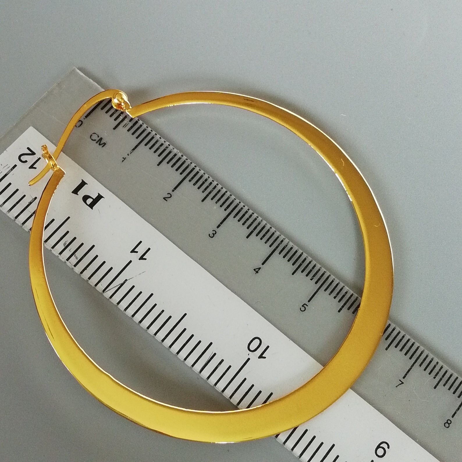 Large gold hoops 60 mm gold plated hoop earrings Flat Etsy