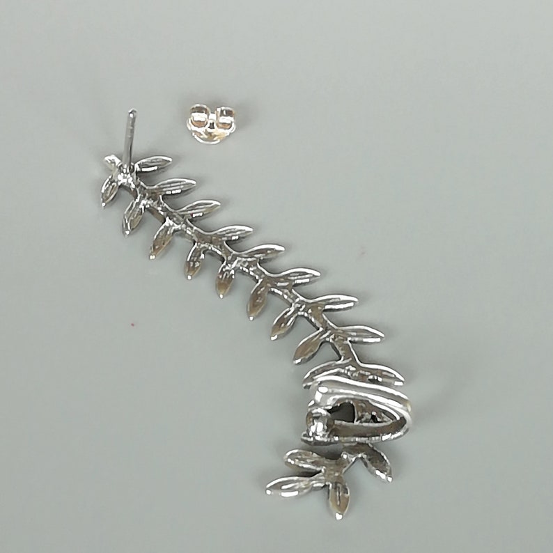 Bohemian ear climber Gifts for her Leaves earring Silver Accessories EFSF Silver leaf branch ear climber Silver earrings