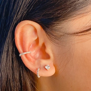 Ball circle studs Sterling silver earrings Delicate hoop studs Simple ear studs Minimalist jewelry Silver earrings EIAB image 10