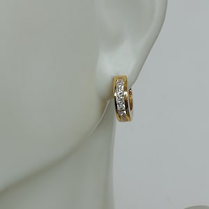 Gold plated CZ hoops | 10 mm gold huggie hoops | Sterling silver hoops | Crystal hoops | Minimalist hoops | Tiny gold hoop | E865